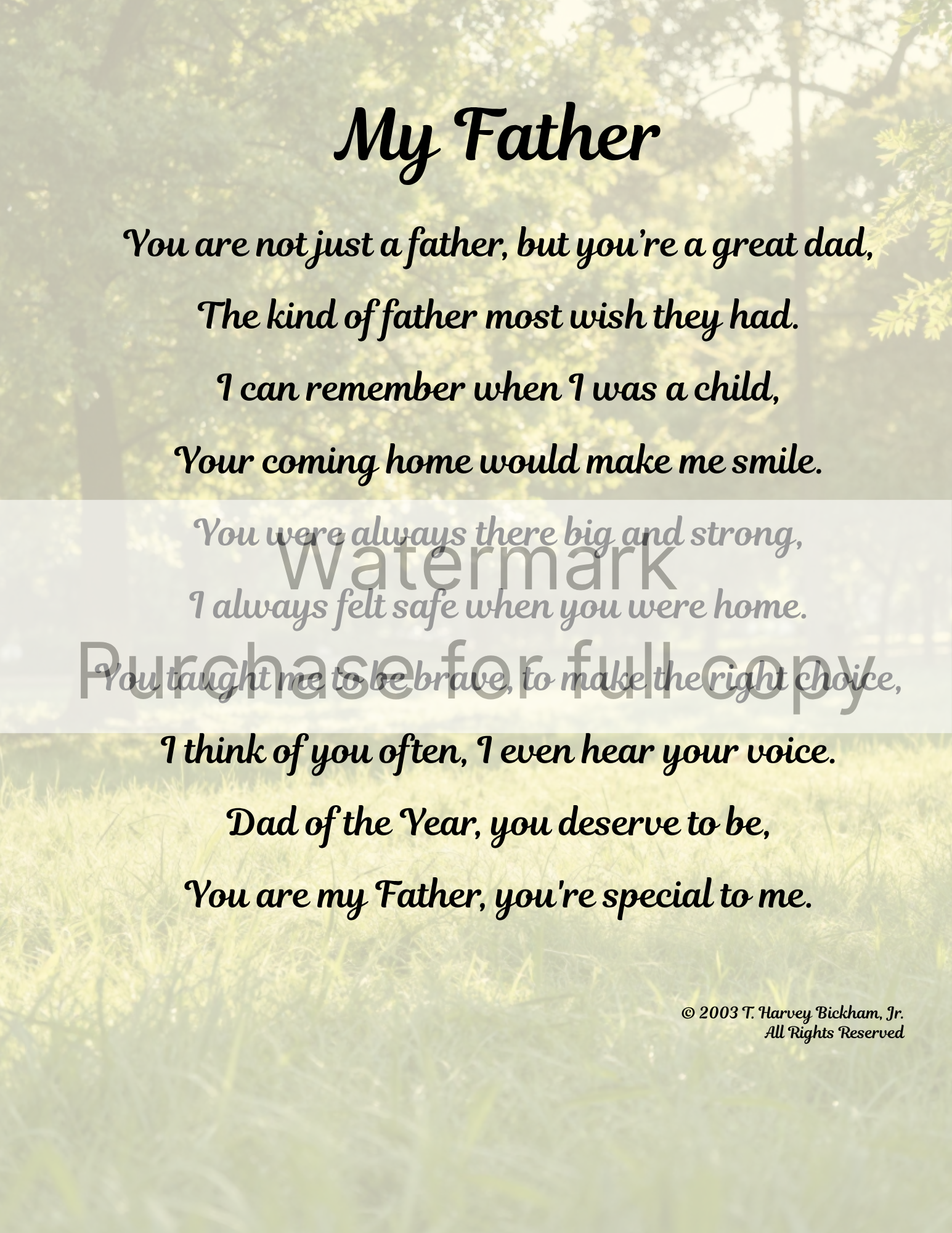 My Father — Personalized Framed Keepsake Poem
